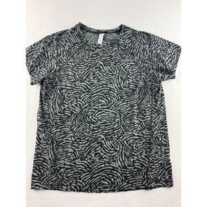 Athleta Women's Black Gray Abstract‎ Print Short Sleeve Athletic Top Size S